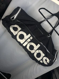 Vintage ADIDAS DUFFLE BAG Jumbo Gym Travel Retro Spellout Logo Duffel - Black - Picture 1 of 5