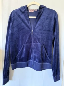 Juicy Couture Bling Velour Jacke in Blau Größe L, Lila Bling Grafik - Bild 1 von 7