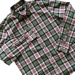 UNTUCKit Mens Large Plaid Button Down Long Sleeve Regular Fit Olive Pink Shirt - Picture 1 of 5