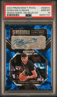 2023 Prizm Draft Sensational Signatures Blue Ice /75 Donovan Clingan Auto PSA 10 - Image 1 of 2