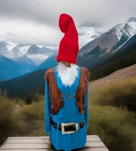 SZ Lrg-XL Disguise Papa Murf Gnome Costume Hat Boots Tunic Beard Ship'g Options - Picture 1 of 22