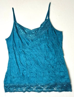 Dressbarn 1X Camisa Crinkle and Lace Teal Vintage Y2K Estilo Anos 90 Camada Fada - Imagem 1 de 4