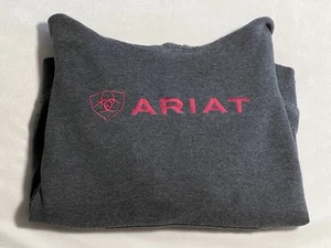 ARIAT Dark Gray w/Dark Pink Letters Hoodie Women’s Sz Large - Picture 1 of 18