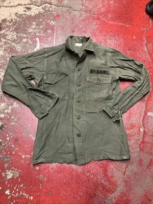 Vintage US Military Shirt Mens S Green Utility Surplus OG 507 Lot 09 - Image 1 of 4
