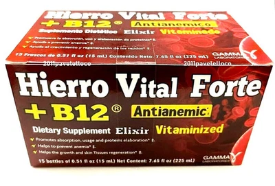 HIERRO Vital Forte + Elixir ANTIANÉMICO B12 15 Botellas Bebible Vitaminizado Foto 1 de 3