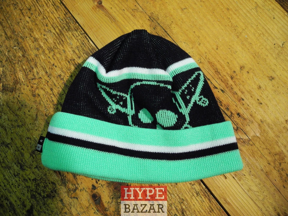 FOURSTAR FOLD BEANIE NEW BLACK-GREEN 4 STAR CLOHTING FOURSTAR CLOTHING - Image 1 of 2