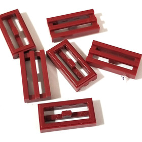 6X LEGO 2412 / 30244 1x2 Tile Grille Dark Red LOT OF 6
