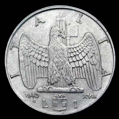 1940 Italy 1 Lira Coin, km77b - Great Coin 🇮🇹 Free Shipping!!!! 💎 💎 - Image 1 of 4