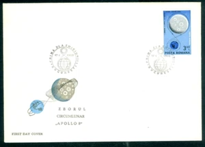 1969 Apollo 8,1st crewed Moon Mission,Path,Earth,Space flight,Romania,M.2738,FDC - Picture 1 of 2