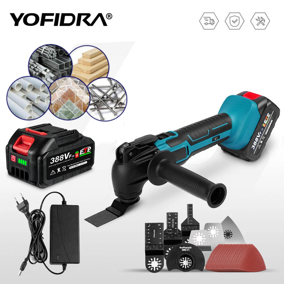 Für Makita 18V Akku Multifunktionswerkzeug 6 Gänge Vibrationssaege 22 Zubehör - Bild 1 von 4