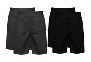 Boys 2-Pack Pull-On School Shorts Half Elasticated Waist No Zip/Clip 2-16 - Picture 1 of 4