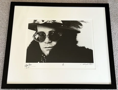 Elton John Signed & Terry O’Neill Signed Limited Edition Fine Art Print FRAMED Cover