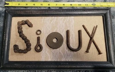 Rare! UND University of North Dakota Fighting Sioux Metal Rust Wood Sign HOCKEY - Image 1 of 3