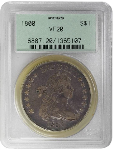 1800 $1 Draped Bust Dollar, PCGS VF20 Cover