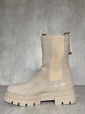 Tommy Hilfiger Damen Ankle Chelsea Boot Stiefel Gr 42 Beige Leder Sale