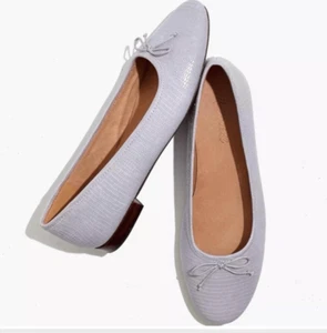 NEW MADEWELL SZ 9 THE ADELLE LIZARD EMBOSSED BALLET FLAT IN LILAC MORNING MIST - Picture 1 of 12