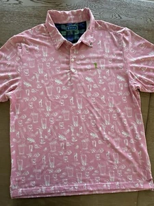 William Murray~Pink w Cocktail Glasses~Stretch Performance Golf Polo Short~XL - Picture 1 of 7