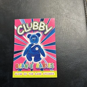 Jb20 Ty beanie babies series 4 1999 Clubby The Bear Sticker Glow In The Dark - Picture 1 of 2