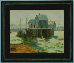 M.JANE DOYLE SIGNED ORIG. ART OIL/CANVAS PAINTING "LIFTING FOG" (LOBSTER HARBOR) - Picture 1 of 12