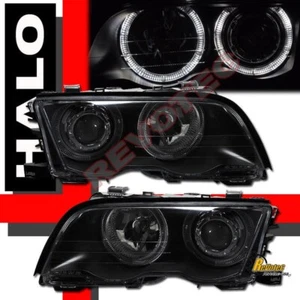 Black Halo Projector Headlights For 99 00 01 BMW E46 4DR Sedan 325i 330i 328i - Picture 1 of 4