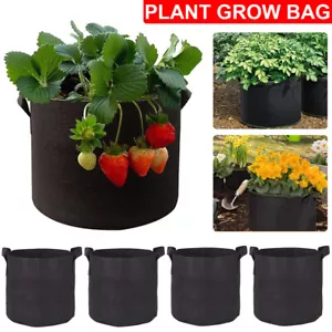 5-10x Black Fabric Plant Pot Breathable Grow Bags 3 5 7 10 Gallon Planter Basket - Picture 1 of 24