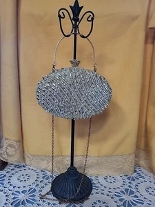 Golden Rhinestone Blingy Oval Evening Bag - Picture 1 of 8
