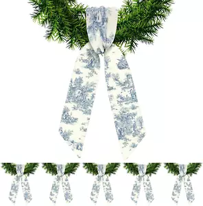 6 Pcs Spring Sashes for Wreaths Monogram Blue and White Door Sash for Wreath for - Picture 1 of 7