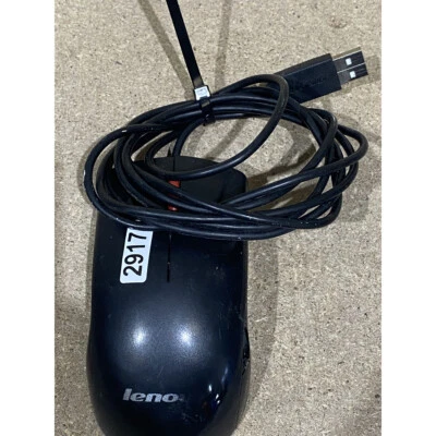 Lenovo MOEUUO Optical Mouse Black Wired USB Three-Buttons Scroll Wheel Compact - Image 1 of 4