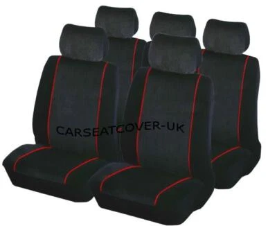 For Citroen C3 - Luxury BLACK & RED Trim Car Seat Covers Protectors - Full Set - Image 1 of 2