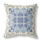20 White Blue Rose Box Indoor Outdoor Zippered Throw Pillow
