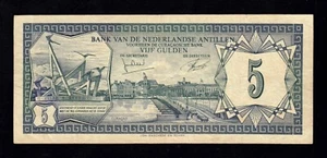 F.C. ANTILLAS HOLANDESAS , 5 GULDEN 1972 , B/C+ ( FINE+ ) , UN POCO SUCIO , P.8b - Imagen 1 de 2