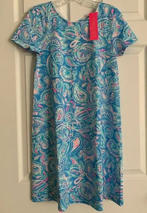NWT Lilly Pulitzer Small Kimi T-Shirt Swing Cotton Dress Zanzibar Blue Fish Kiss - Picture 1 of 6