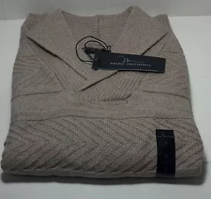Marc Anthony Oatmeal Long sleeve small sweater V-neck collar Cable Stitches - Picture 1 of 5