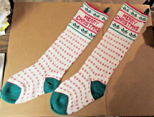 Vintage Set of 2 Knit Merry Christmas Stockings