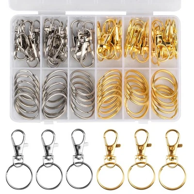 72Pcs Mousqueton Porte Clé36 Attache Porte Clé, 36 Anneaux Porte Clé, Attache... - Photo 1/4