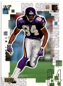 Tarjeta promocional 1999 Upper Deck NFL Players Party Randy Moss Stay Cool in School HOF - Imagen 1 de 2