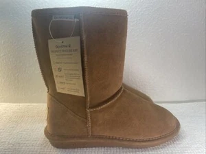 BEARPAW WOMEN'S S410W BROWN SUEDE LINED PULL ON BOOTIES SIZE 9 - Picture 1 of 9