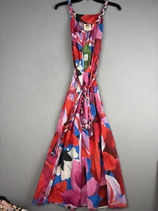 Vestido FARM Rio Para Mujer M Acuarela Floral Sin Mangas Cuerda Cinturón Maxi Largo 4203 - Imagen 1 de 19