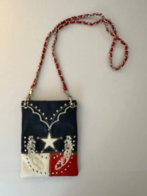 Cartera cruzada occidental roja blanca azul TEXAS 6 x 8 Foto 1 de 3