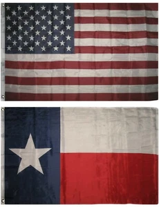 3' X 5' 3x5 Bandera de EE. UU. Bandera estadounidense Bandera del estado de Texas LOTE AL POR MAYOR EE. UU. Conjunto de vendedores - Imagen 1 de 5