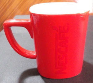 Rare Vintage Nestle NESCAFE Engraved & Reading Up Red Coffee Cup/Mug Ceramic !!! - Picture 1 of 5