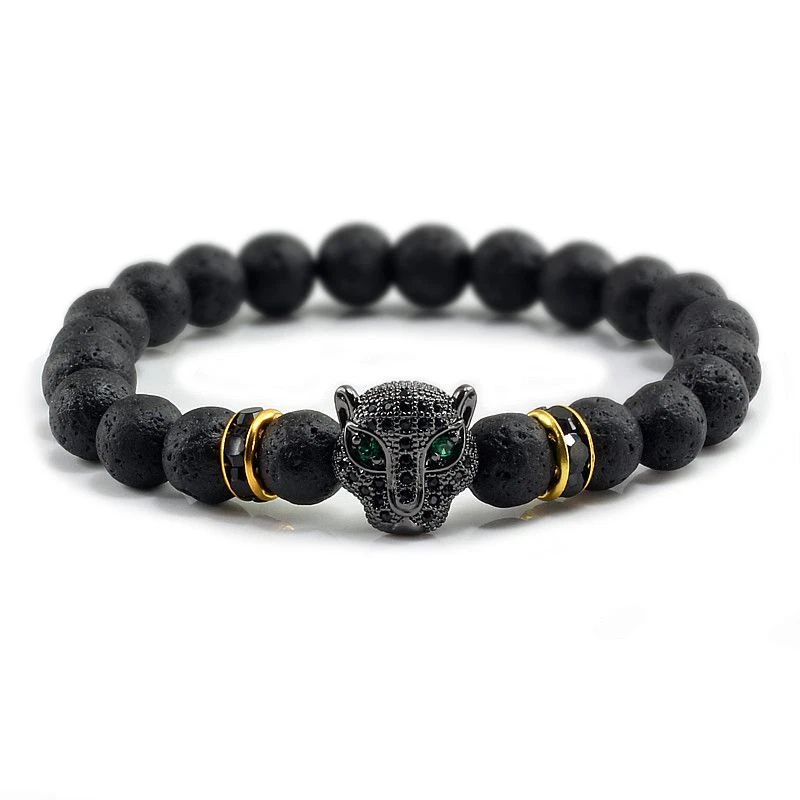Black Lava Beads Bracelets - Style Healing Balance Buddha Prayer Stone Bracelet - Image 1 of 4