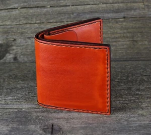 Leder Geldbörse, Orange Portemonnaie, Orange Herren Portemonnaie, Kreditkartenbörse. - Bild 1 von 6