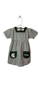 Girls Toddler Green MSU Michigan State Spartans Striped Dress with Pockets 2T - Picture 1 of 6