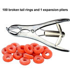 Castration Plier with 100 Castrator Rings Flared Plier for Cattle Goat Cow Pig