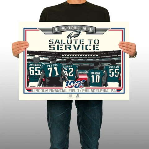 Philadelphia Eagles 2019 Salute To Service 18" x 24" Serigraph (Printer Proof) Cover