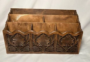 VTG MCM  Lerner Desk Organizer 3 Tier/ 6 Slot Holder Faux Wood Caddy Mail - Picture 1 of 14