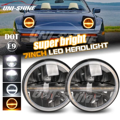 Paar 7'' LED Scheinwerfer Blinker E-Zertifiziert 12V Für Porsche 944 928 911 356 - Bild 1 von 4