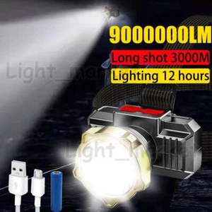 Superhelle LED Stirnlampe Wiederaufladbare Taschenlampe Kopflampe Strahler Taschenlampe Neu - Bild 1 von 11