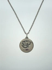 Auth Gucci Sterling Silver Tiger Pendant Necklace BLIND FOR LOVE TIGERHEAD - Picture 1 of 5
